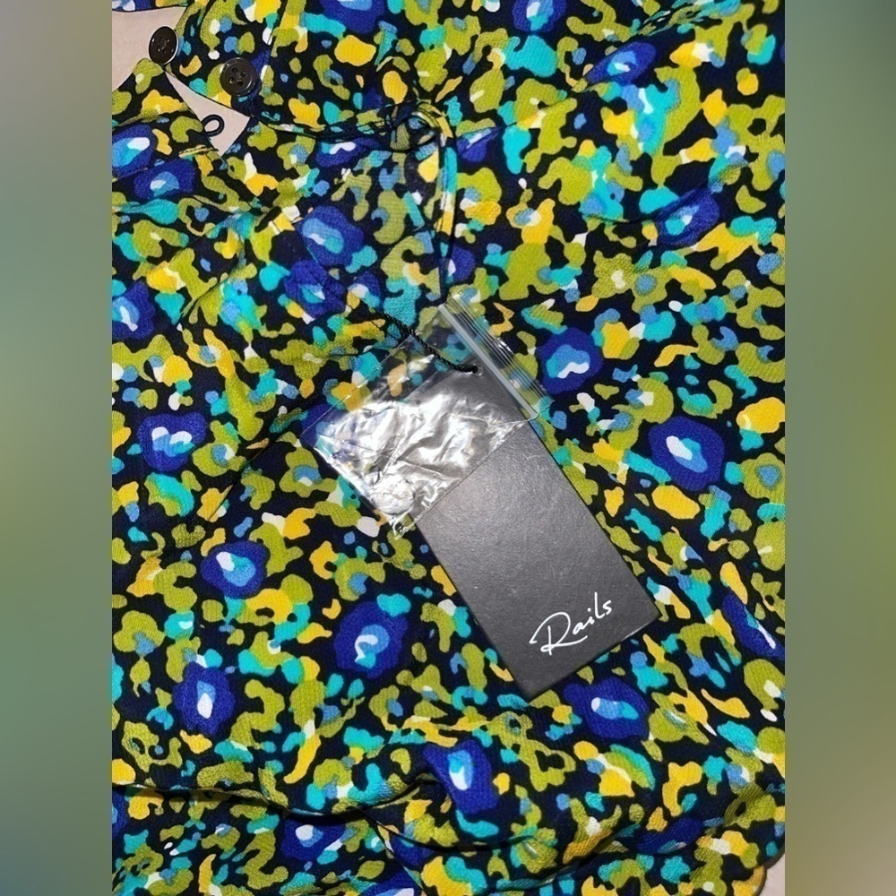 NWOT Rails Carmel Cutout Long Sleeve Dress green Abstract Garden sz S - Picture 7 of 8